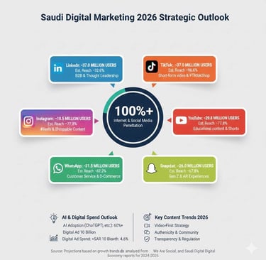 منصات التواصل الاجتماعي الأكثر استخداما في السعودية 2026