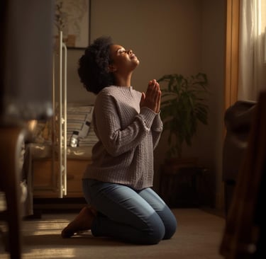A woman praying in quiet devotion