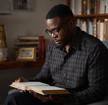 Man reading Scripture during quiet prayer