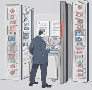 man in gray short standing near counter of currency exchange