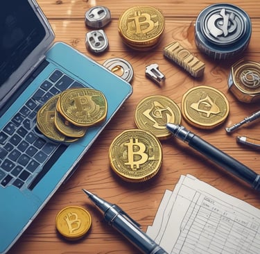 a pile of gold and silver bitcoins