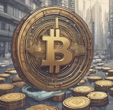 a pile of gold and silver bitcoins