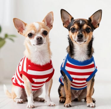 dos perritos con sueter a rayas