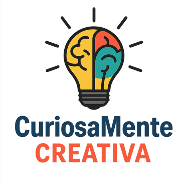 logo de CuriosaMente Creativa, bombilla y cerebro, creatividad