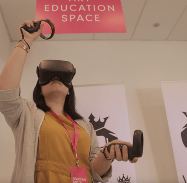 Woman playing some Virtual Reality Music Applications in Singapore