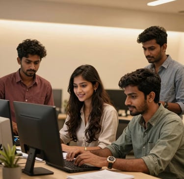 Bright, vibrant construction site with workers actively building a stylish home exterior.