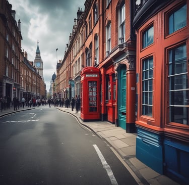 A calm minimalist workspace with a laptop, neutral-toned decor, and a soft cup of tea by a window.