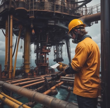 Team meeting outdoors discussing plans near the extraction site.