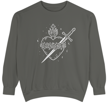 Garment Dyed Sweatshirt, Front and back Design. Co-Redemptrix. Co-Mediatrix.