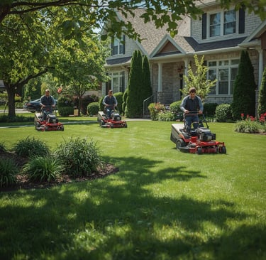  Landscaping team performing lawn care and maintenance services in Chicago