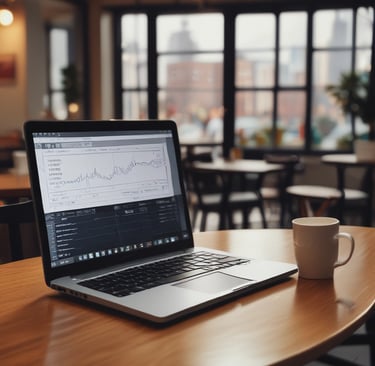 A team meeting discussing trading strategies with charts on a whiteboard.