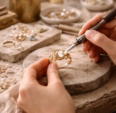 anillo de joyeria hecha a mano en un taller