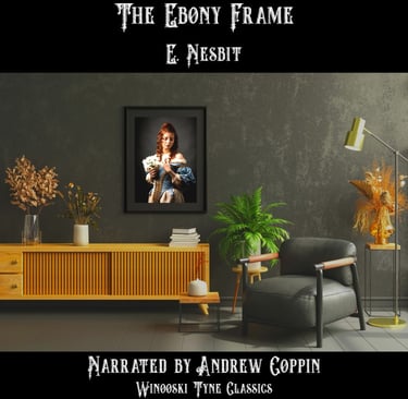 The Ebony Frame audiobook cover - a living room with painting of a woman