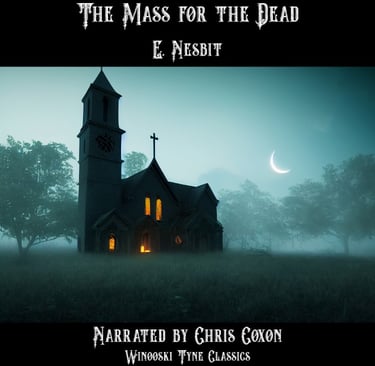 A Mass for the Dead audiobook cover - a church with a clock tower