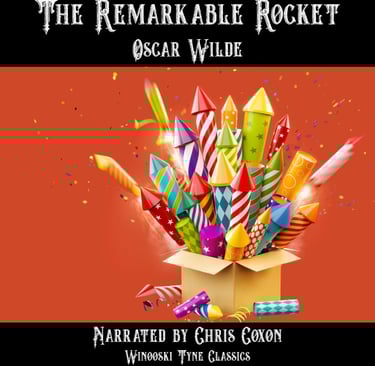 The Remarkable Rocket audiobook cover - a box of fireworks