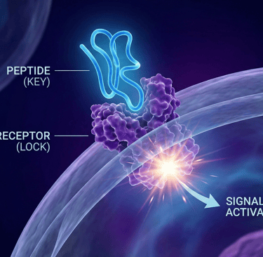 Showing the lock and key model of how a peptide interacts with the receptor