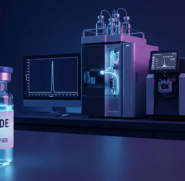 showing a bottle of quality pure peptides