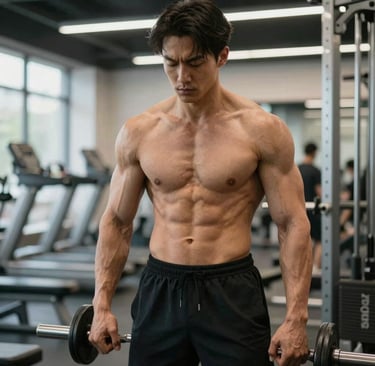 topless man with black background