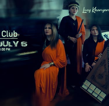 The Lucy Khanyan Quartet performing live jazz music with traditional instruments at The Club on July 6.