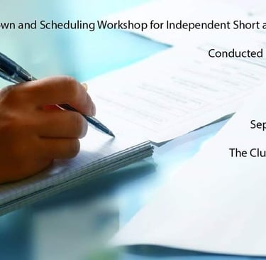 Script breakdown and scheduling workshop poster for independent films by GAIFF Pro.
