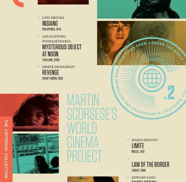Poster for Martin Scorsese's World Cinema Project No. 2 Criterion Collection featuring film stills and director titles.
