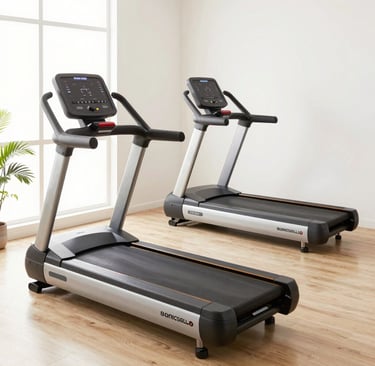 Close-up of heavy-duty dumbbells stacked neatly on a rack in a bright home gym