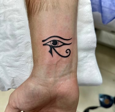 Minimalist hours eye tattoo on wrist — Hurghada Tattoo Studio