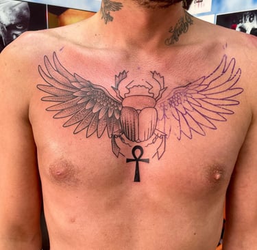 Dot work tattoo on chest — Hurghada Tattoo Studio