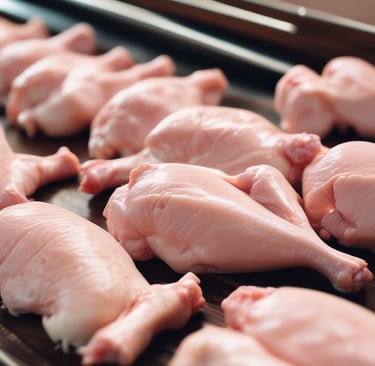 Juicy chicken breasts with lemon slices and thyme on a rustic black plate.