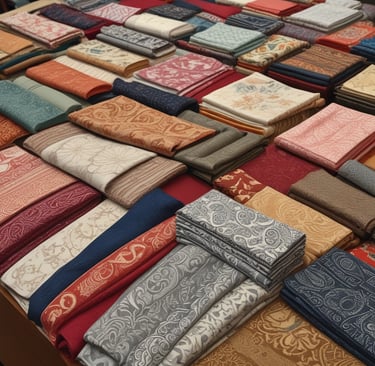 Holland and Sherry fabric rolls with classic patterns and soft natural materials.