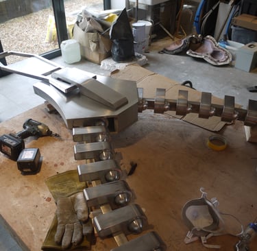 working studio stainless steel zip creation Naughty Boy studio Artist in residence Mark Richard Hall