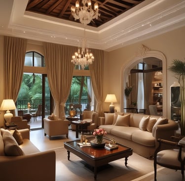 A winding mountain trail framed by lush greenery and distant peaks under a clear sky.