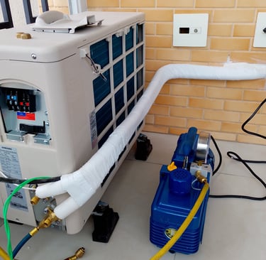 vacuo no sistema, ar-condicionado em instalação