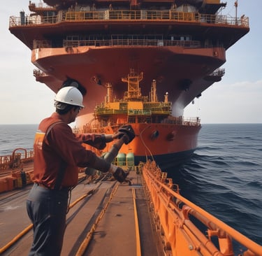 Underwater diver using advanced technology equipment near a submerged structure.