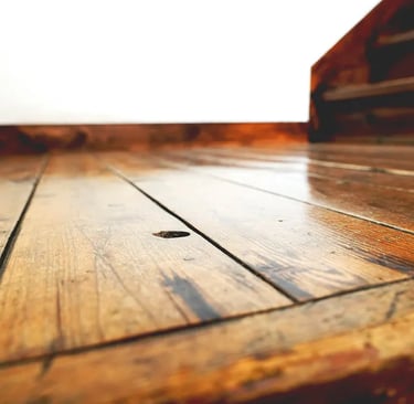 The warm texture of aged wooden flooring at Nakadaya, an authentic Japanese inn.
