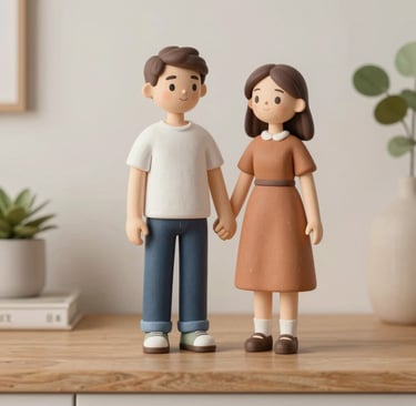 A cozy corner featuring 3D-printed planters with small green plants, adding life and color to the space.