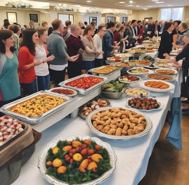 A joyful outdoor event with members socializing and participating in activities.