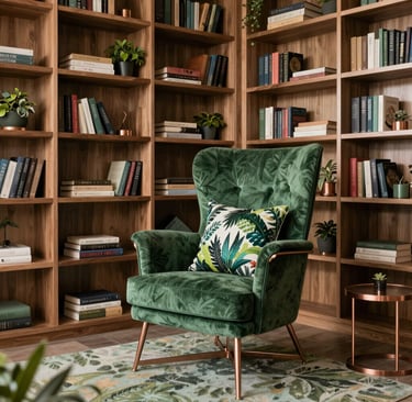 Close-up of a natural linen throw draped over a taupe armchair with soft shadows highlighting the fabric texture.