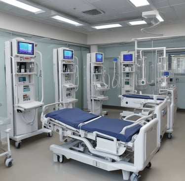 Laboratory technician using a high-precision microscope surrounded by various diagnostic tools.