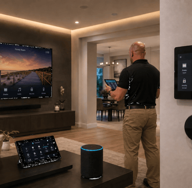 Donnie installing smart home automation systems in a modern residential home