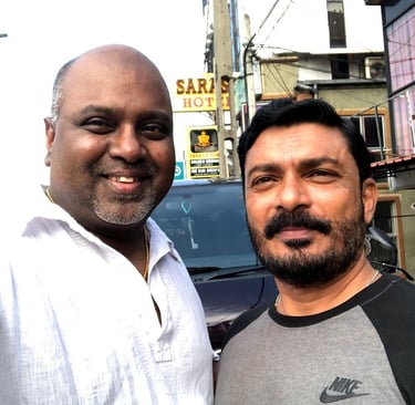 Bertram and I meeting briefly near Kelaniya at Kandy Road in December 2017