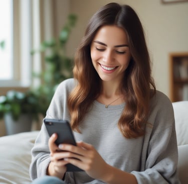 A cozy reading nook with a cup of tea and an open ebook titled 'acalmamente'.