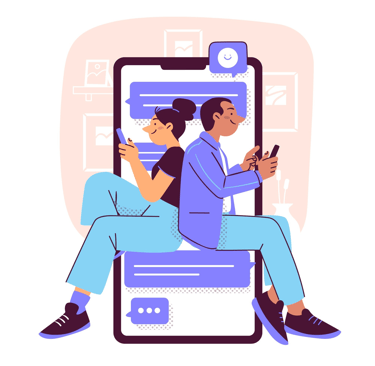 a man and woman sitting on a couch effortlessly booking salon with groomr app formerly gofashionr