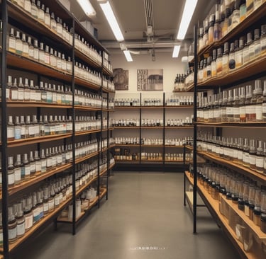 Rows of elegantly labeled perfume bottles showcasing duft gmbh & himmel’s heritage and attention to detail.