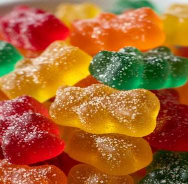 Coloridas gomitas con azúcar en forma de ositos