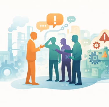 a leader walking the gemba with team members, listening, learning, and addressing real workplace problems together.