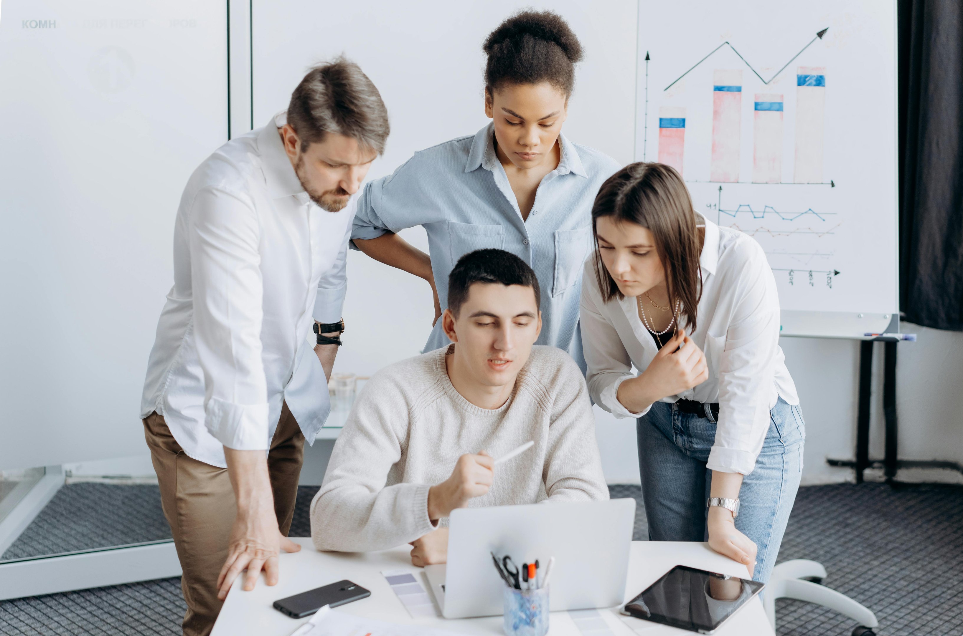 A team engaging in a constructive discussion to solve a problem