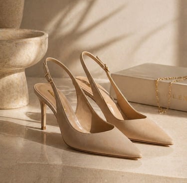 Beige luxury shoe collection with stylish boots and minimal fashion aesthetic