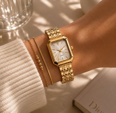 Elegant minimalist gold women watch.