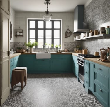 Evening shot of a cozy workspace featuring clean lines and warm accents.